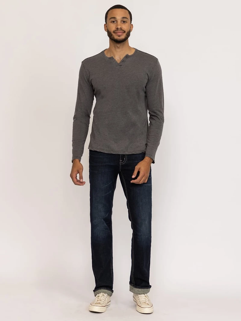 acid wash henley tee