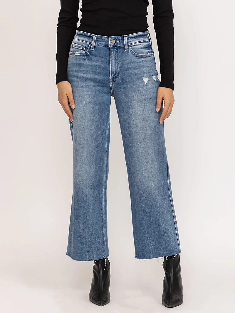 high rise slim wide leg jean