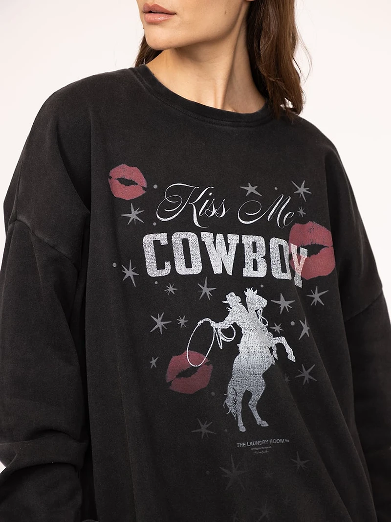 kiss me cowboy oversized crewneck