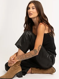 camina faux leather cropped trouser