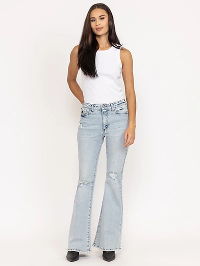 high rise flare jean light authentic
