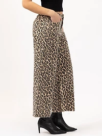 leopard print cropped wide leg jean