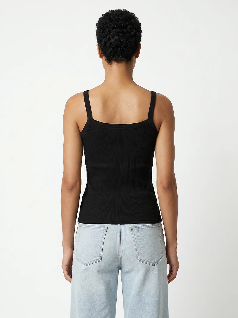 ribbed tank with faux button front