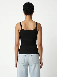 ribbed tank with faux button front