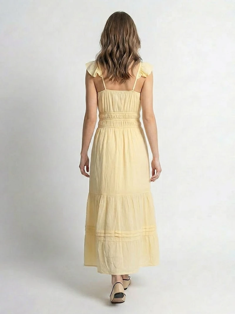 flutter sleeve chiffon maxi dress