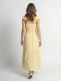 flutter sleeve chiffon maxi dress