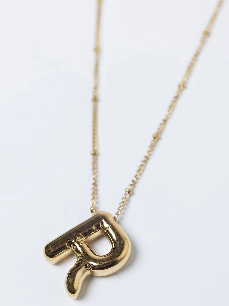 helium bubble initial necklace "R"