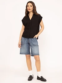 v-neck linen textured top