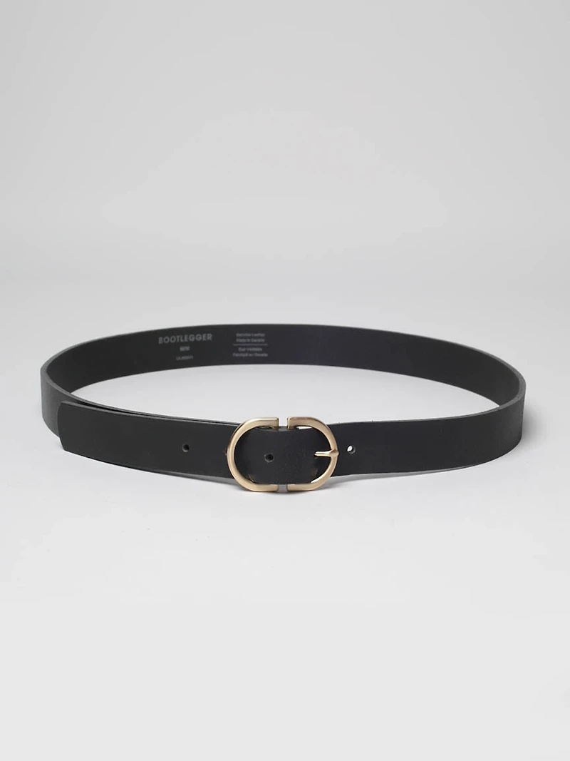 women's double ring leather belt