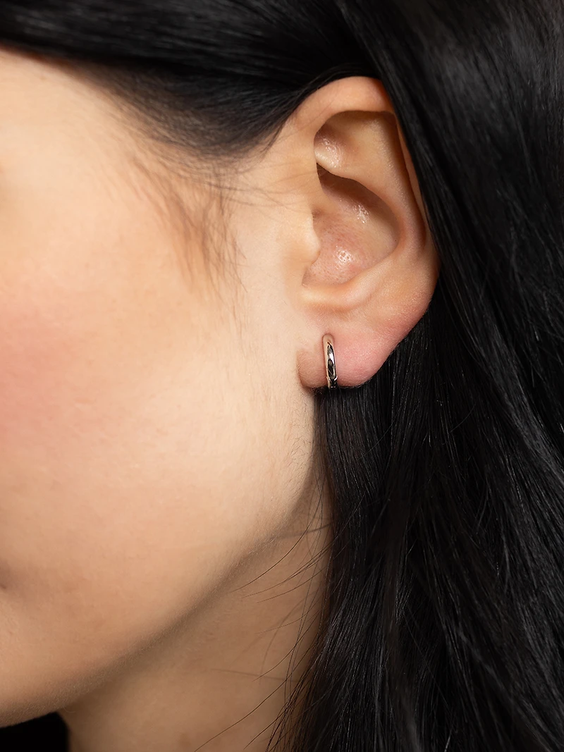 mini huggie earrings silver