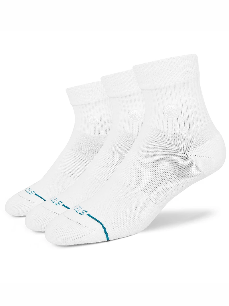 icon quarter sock 3pk white