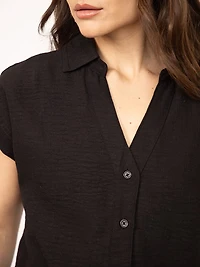 v-neck linen textured top