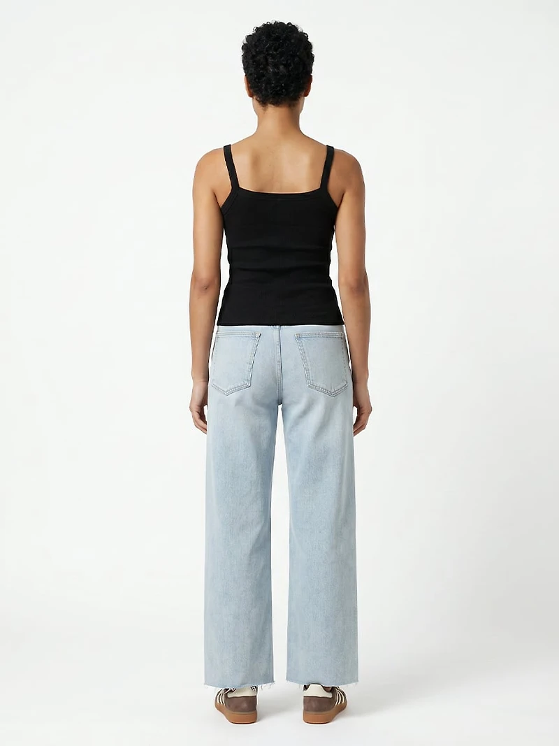 ribbed tank with faux button front