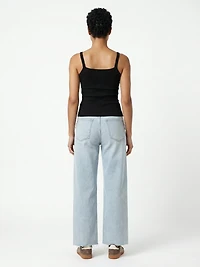 ribbed tank with faux button front
