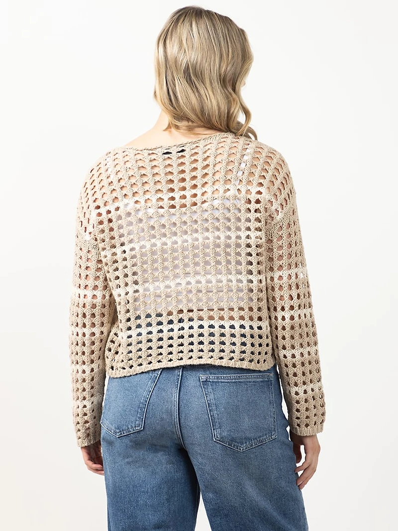 stripe open weave sweater