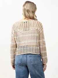 stripe open weave sweater