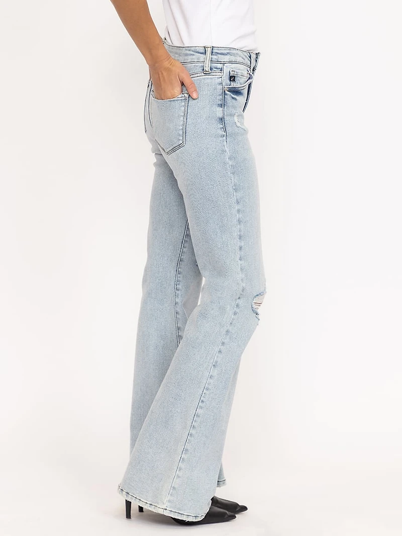 high rise flare jean light authentic