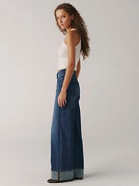NCE cuffed wide leg jean