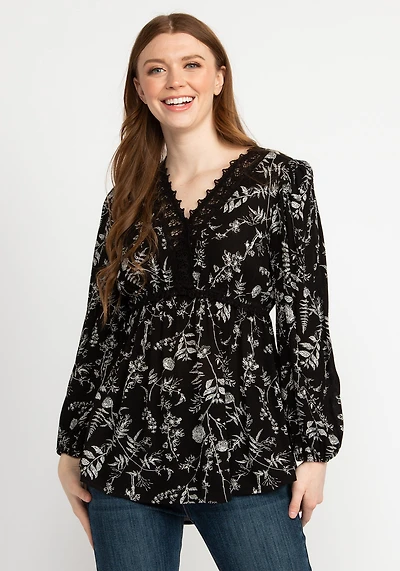vienna crochet trim peasant blouse