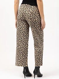 leopard print cropped wide leg jean