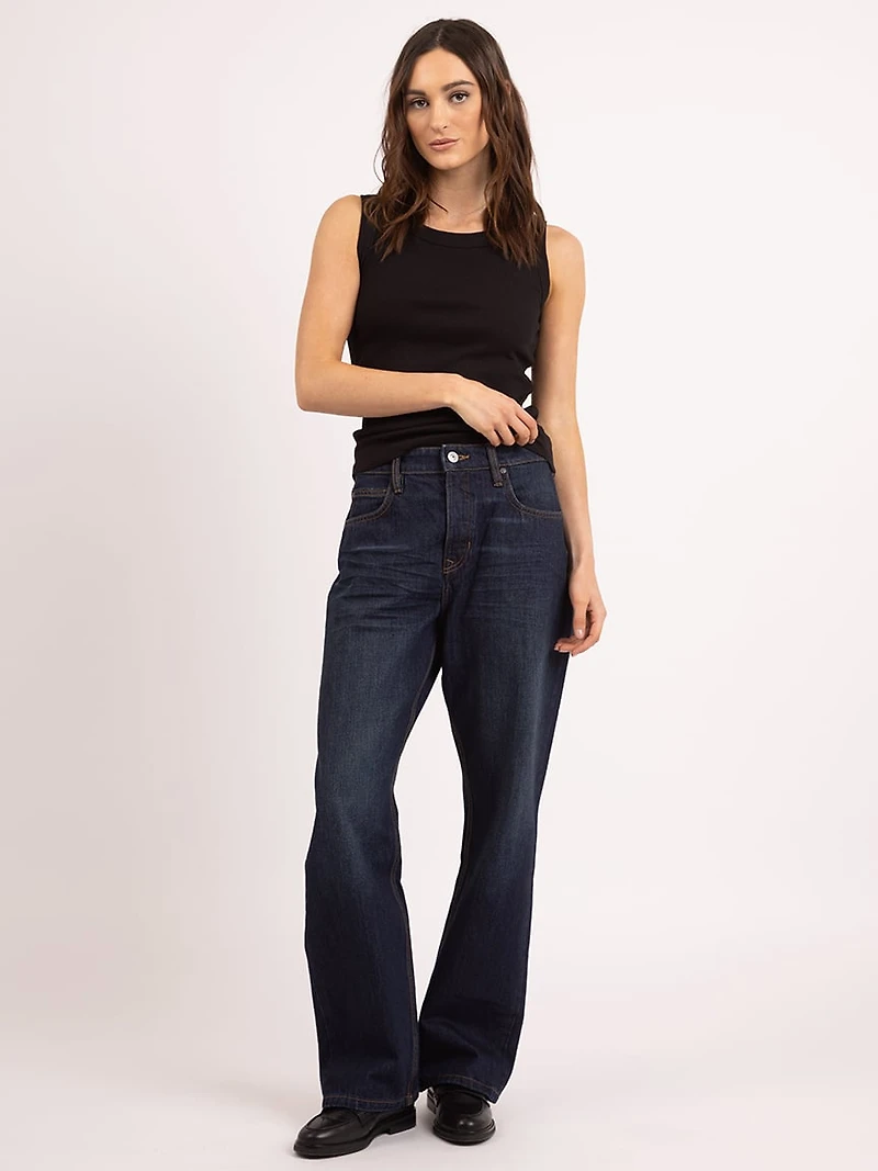 high rise loose jean dark authentic