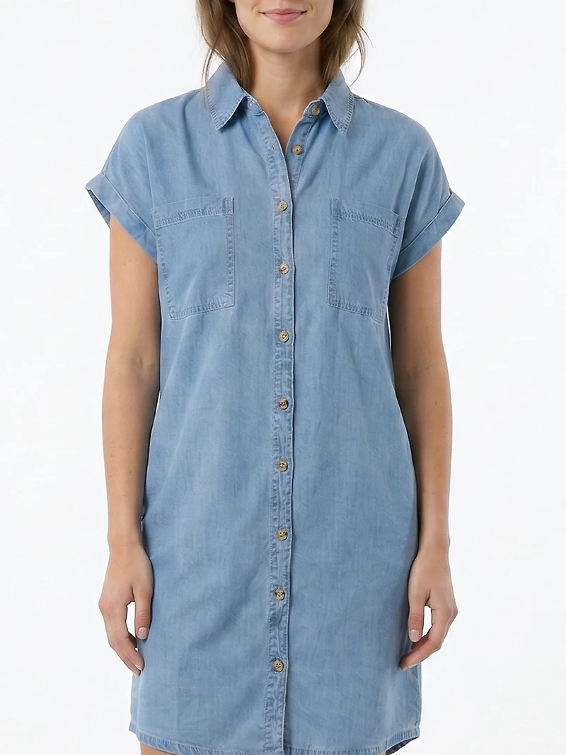 chambray shirt dress
