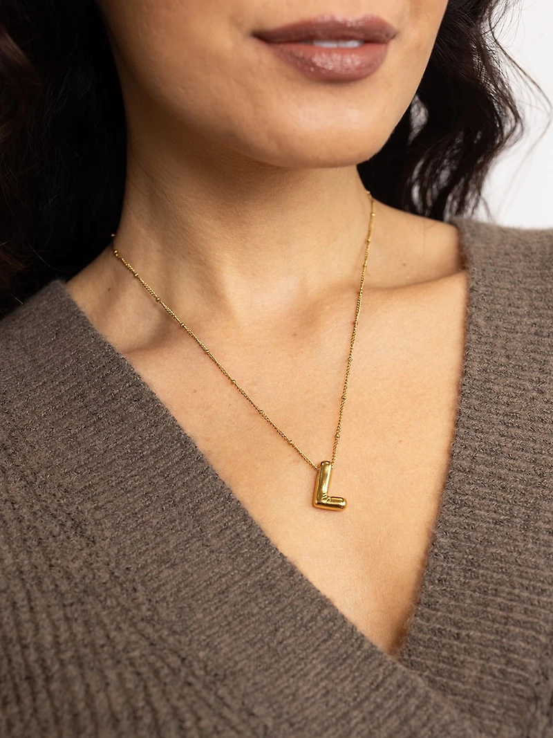 helium bubble initial necklace "L"