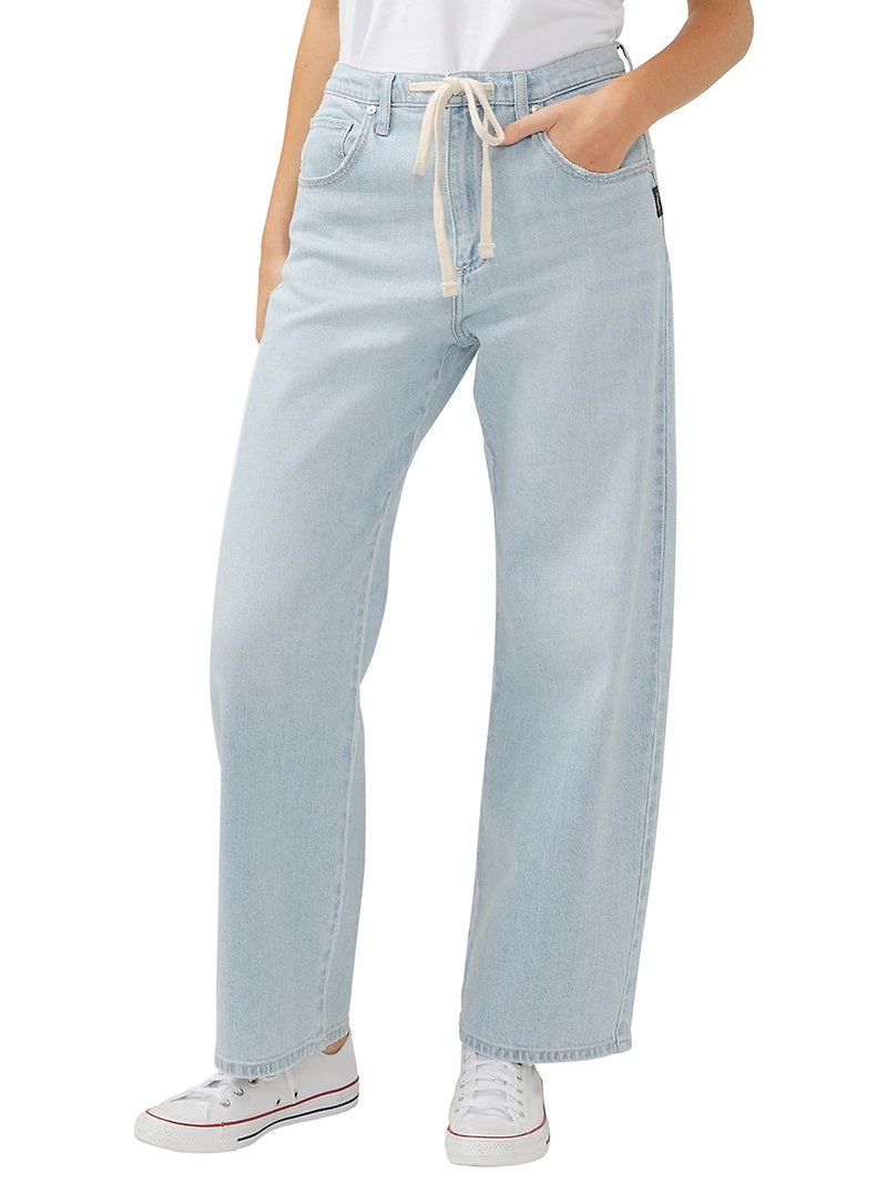 Be Easy Straight Leg Drawstring Jeans