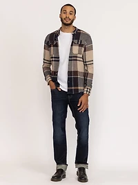 plaid flannel shirt with flap pockets