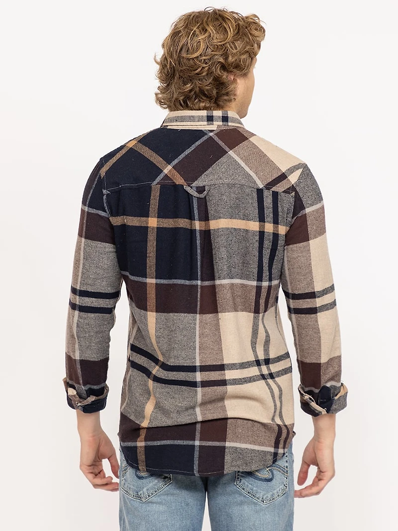plaid flannel shirt with flap pockets