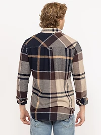plaid flannel shirt with flap pockets