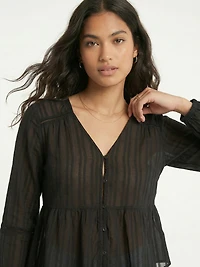 long sleeve dobby blouse