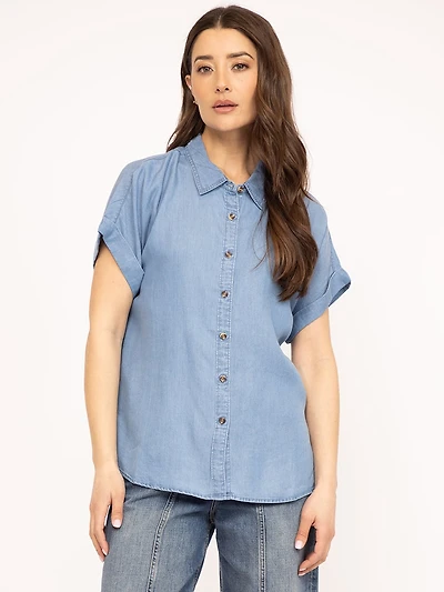 button down chambray top