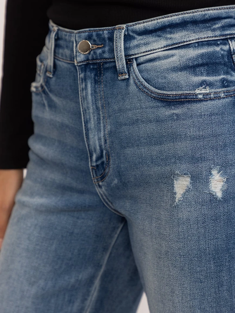 high rise slim wide leg jean