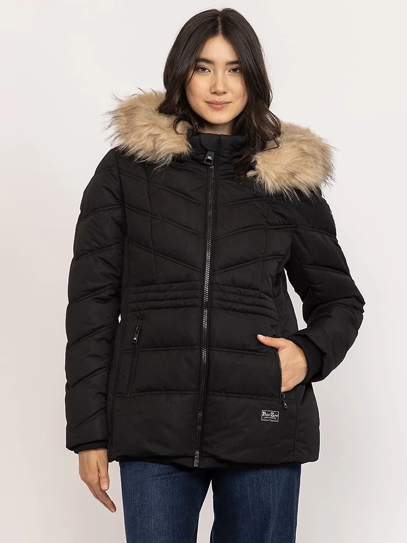 chevron quilted puffer jacket