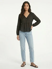 long sleeve dobby blouse