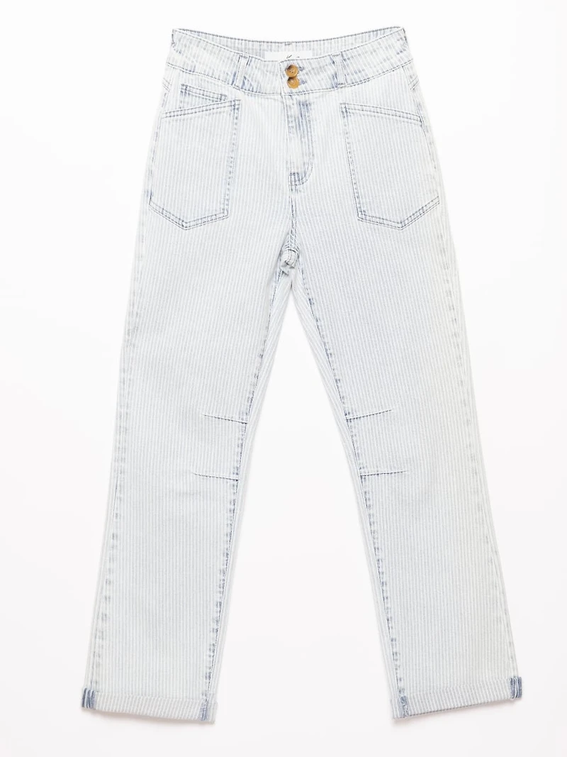 hickory stripe cropped jean light authentic