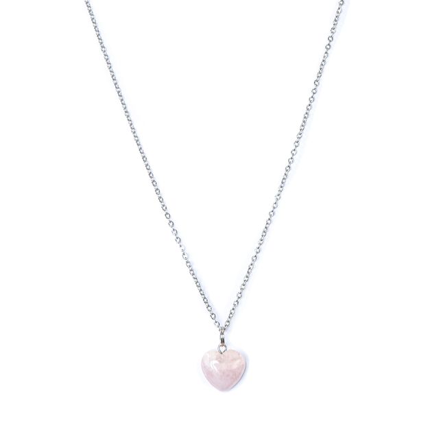 Collier – Cœur rose quartz