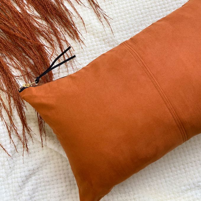 Coussin rectangle faux suède – Rouille