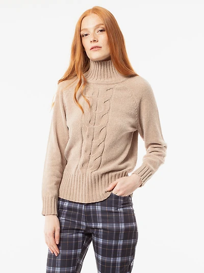 Long-sleeve ftted knit pullover sweater
