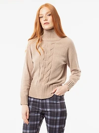 Long-sleeve ftted knit pullover sweater