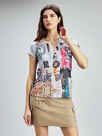 Short-sleeve semi-fitted t-shirt