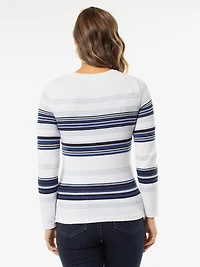 Long-sleeve semi-fitted pullover sweater