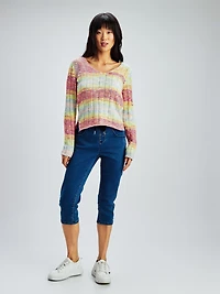 Long-sleeve ftted knit pullover sweater