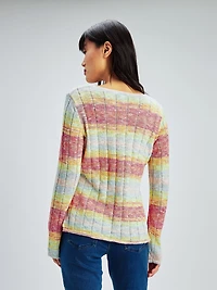 Long-sleeve ftted knit pullover sweater