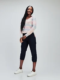 Long-sleeve ftted knit pullover sweater
