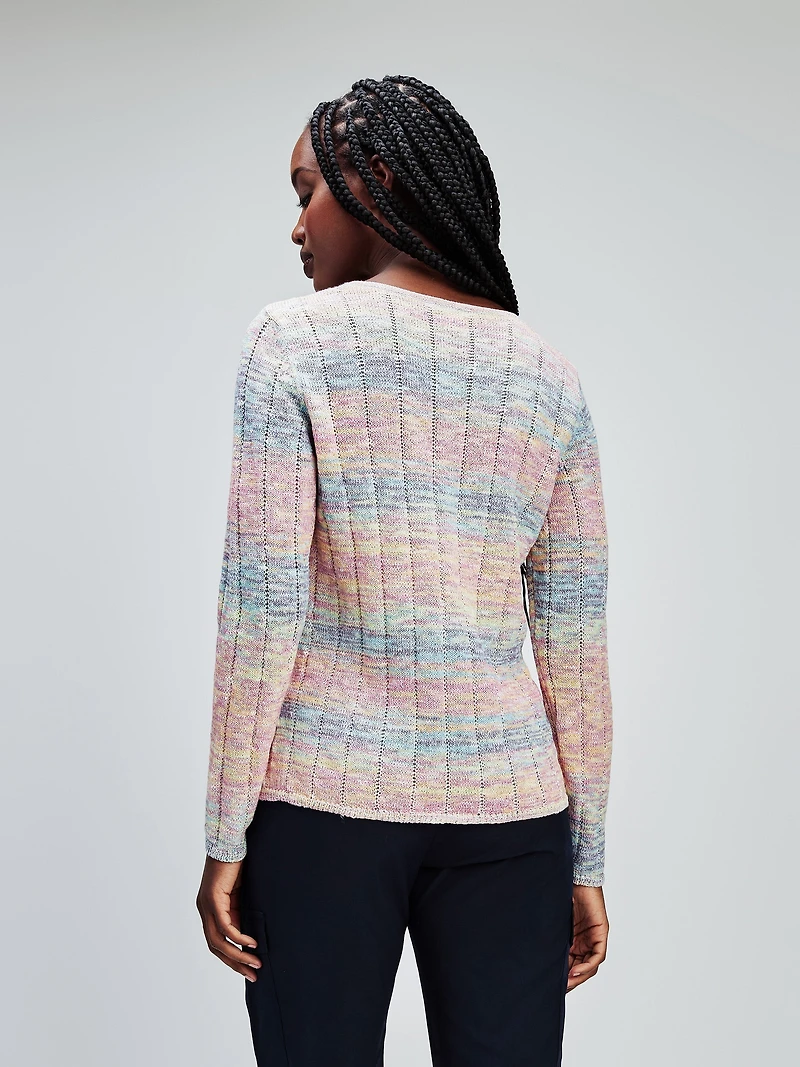 Long-sleeve ftted knit pullover sweater
