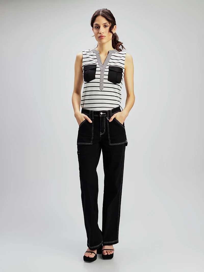 Jean large à taille haute