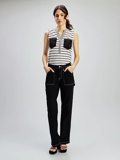 High waist wide-leg jean