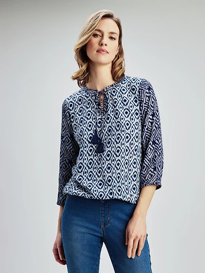 3/4-sleeve loose blouse